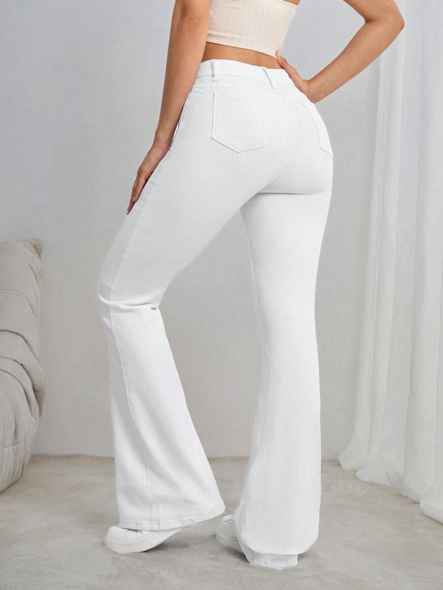 SHEIN BIAŁE SPODNIE JEANS WYSOKI STAN S06__S