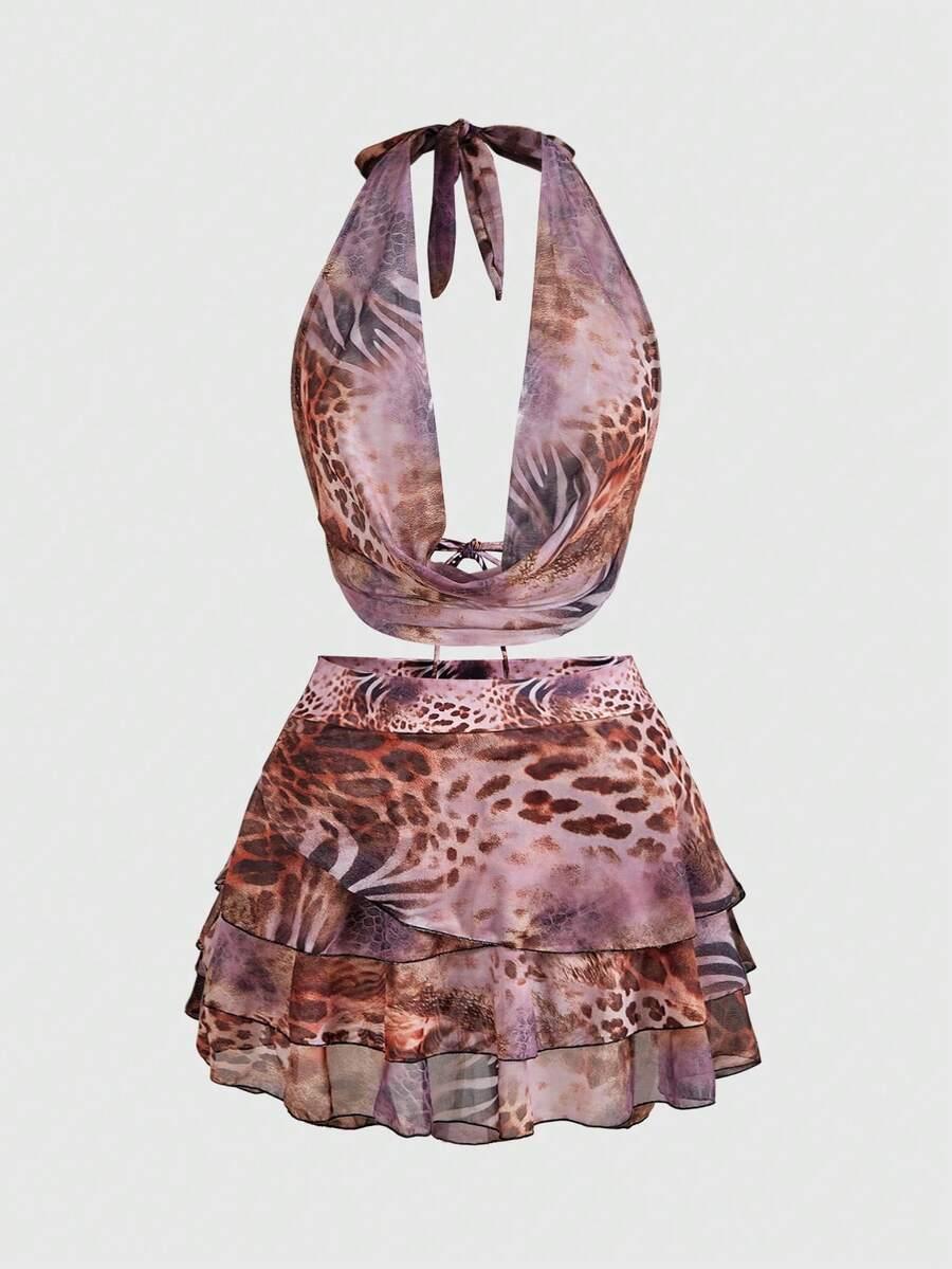 ROMWE TRZYCZĘŚCIOWY STRÓJ KĄPIELOWY BIKINI TOP S09__L