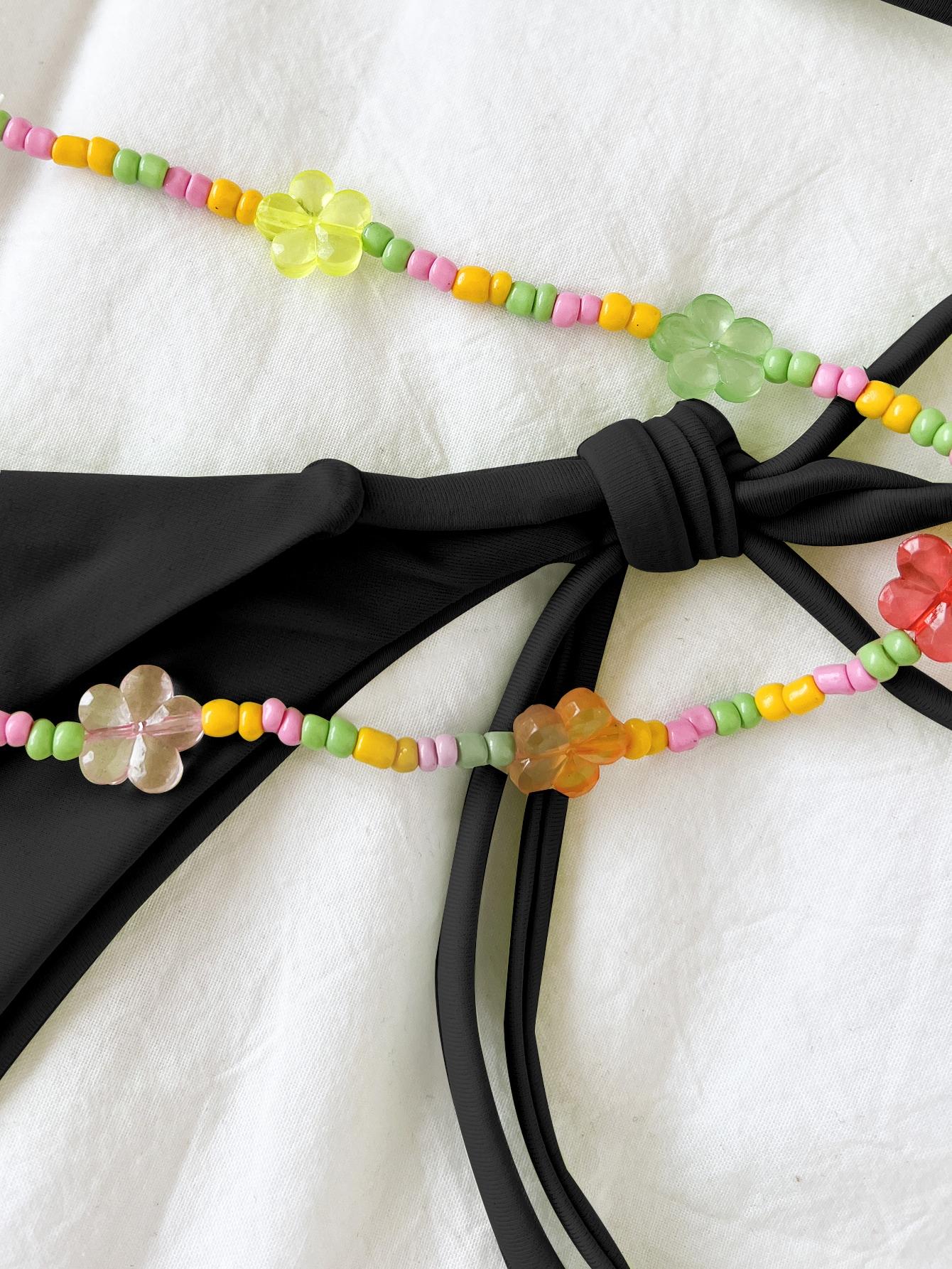 SHEIN DWUCZĘŚCIOWY KOSTIUM BIKINI KOMPLET KORALIKI S09__L