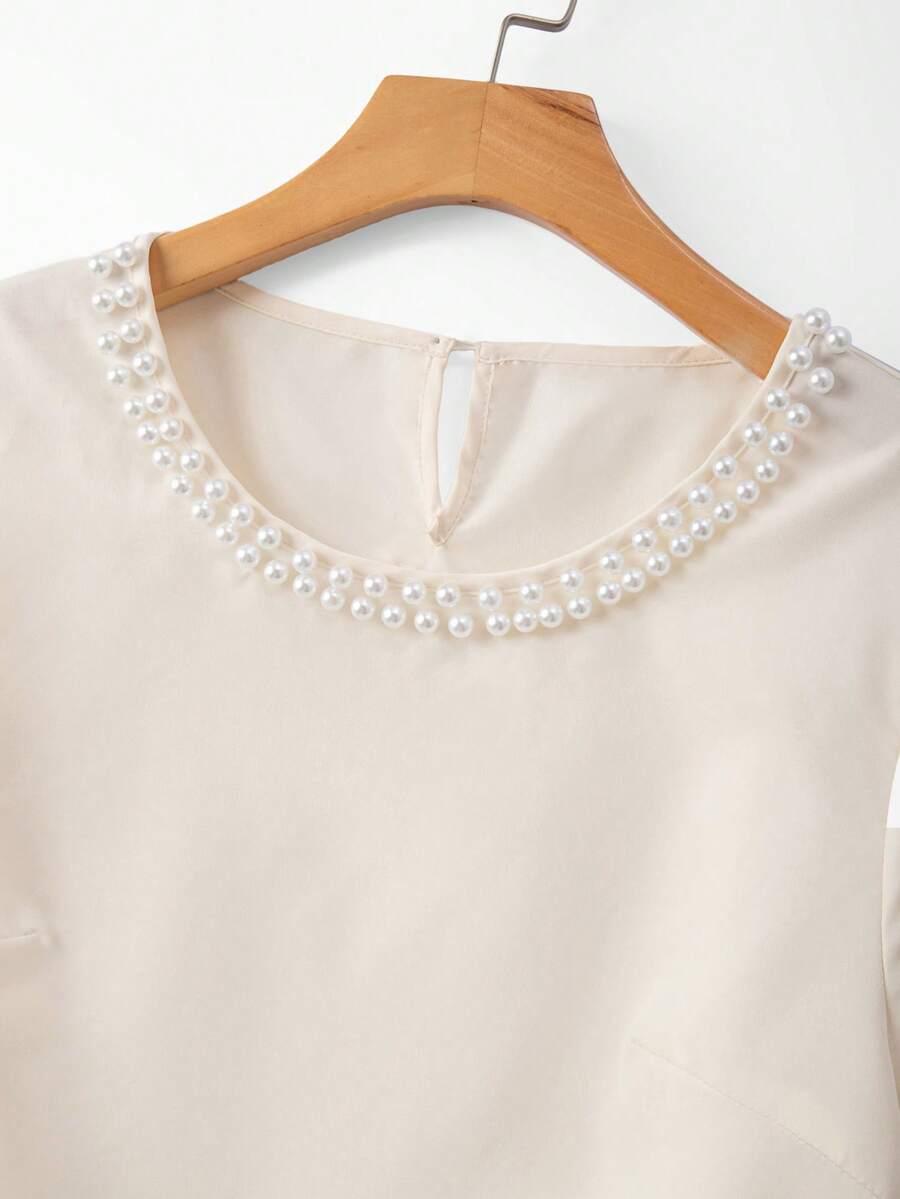 SHEIN BEŻOWA BLUZKA ZDOBIENIE S06__XXL