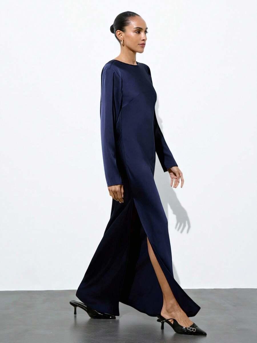 SHEIN GRANATOWA MAXI SUKIENKA S06__S