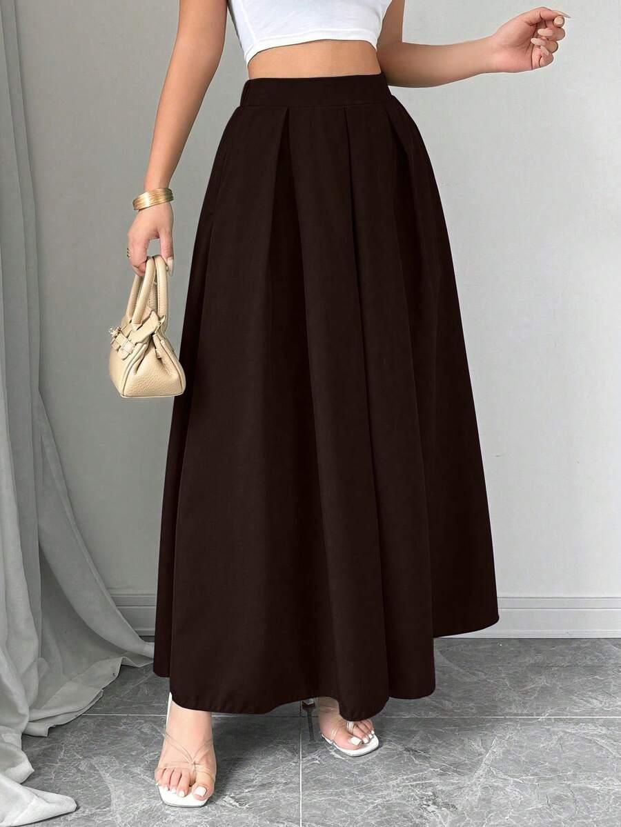 SHEIN BRĄZOWA MAXI SPÓDNICA S06__M