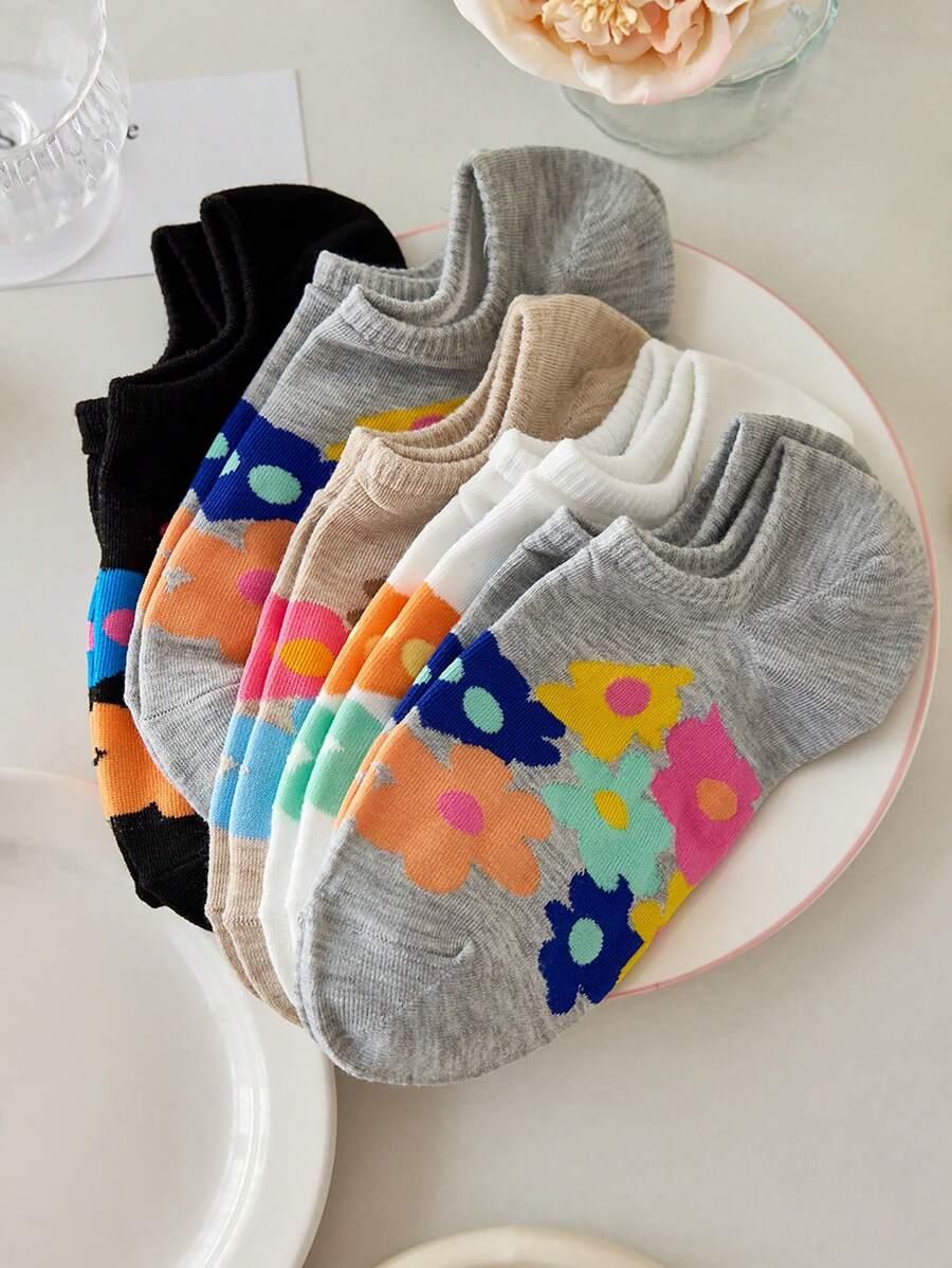 SHEIN SKARPETKI STOPKI WZÓR KWIATY 5-PACK S06__36-39