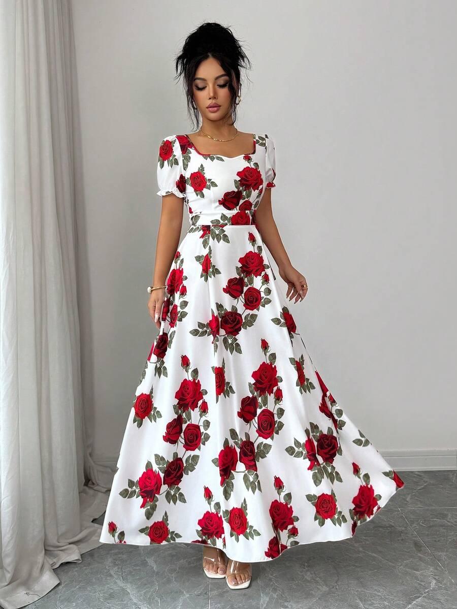 ELENZGA MAXI SUKIENKA W KWIATY S06__M
