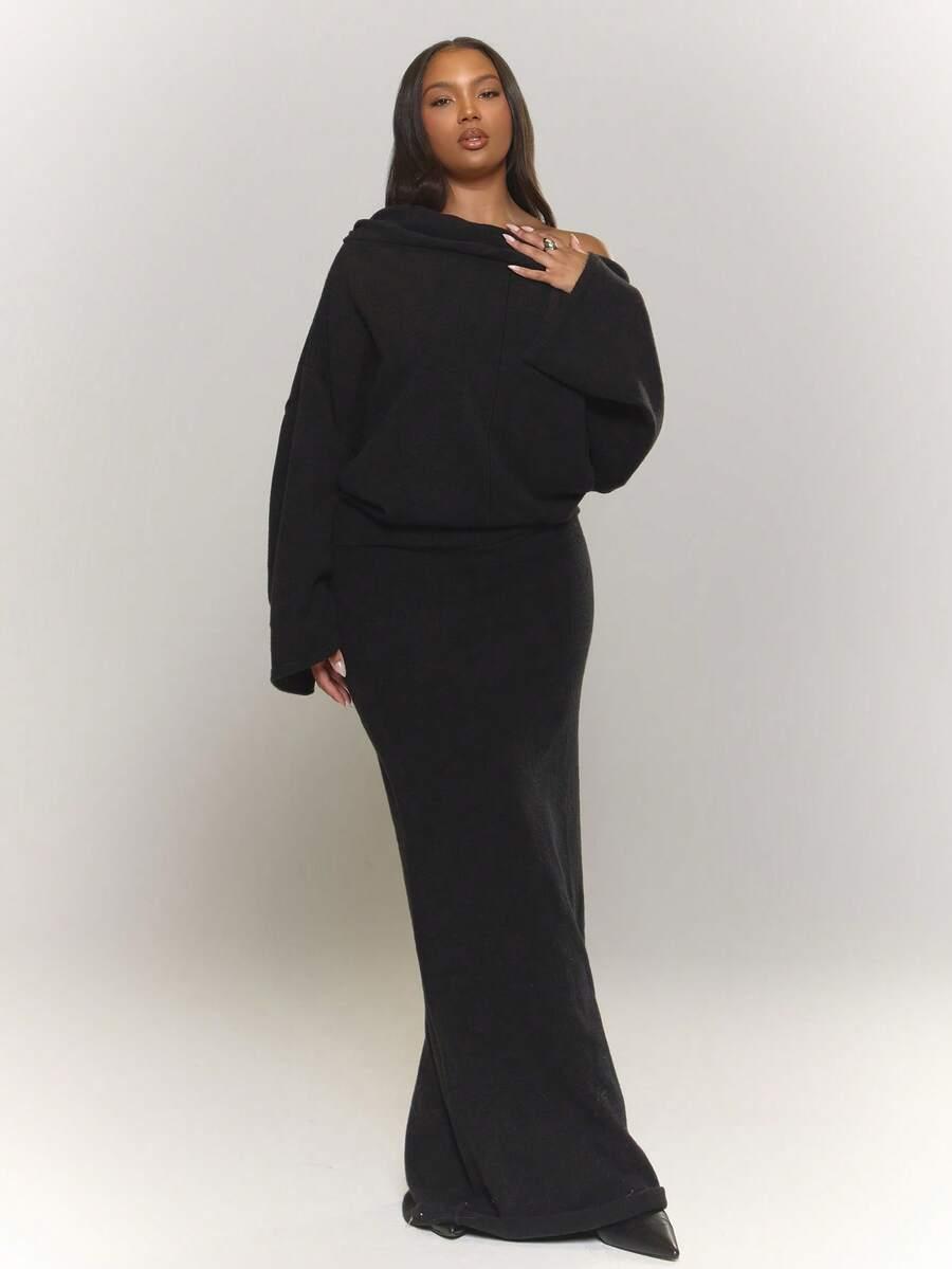 SHEIN CZARNA MAXI SUKIENKA DZIANINA S06__XXL