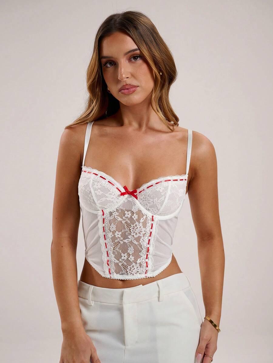SHEIN BIAŁY TOP KORONKA S09__S