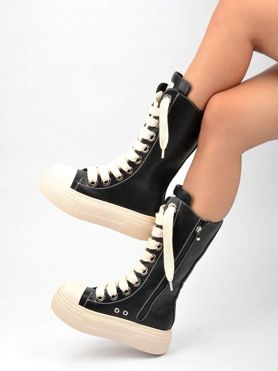 SHEIN CZARNE TRAMPKI NA PLATFORMIE S06__38