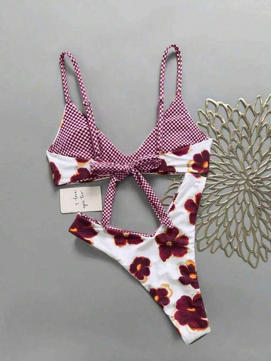 SHEIN DWUCZĘŚCIOWY STRÓJ KĄPIELOWY WZÓR KWIATY S09__XXS