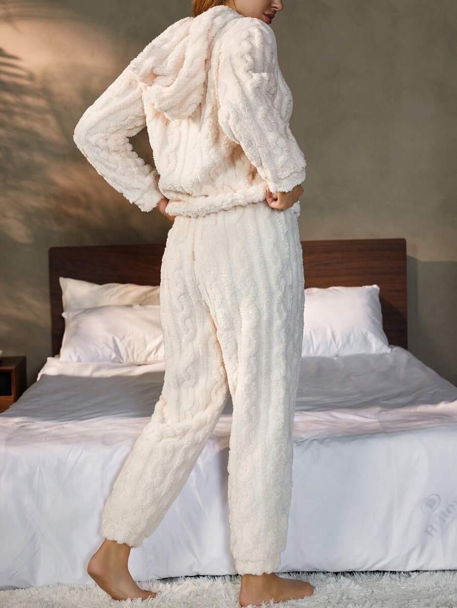 NINA BONHEUR KREMOWA FLUFFY BLUZA SPODNIE KOMPLET S06__XXS