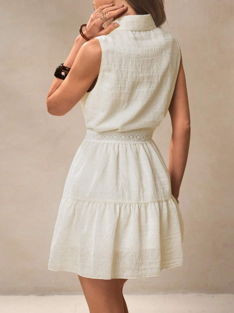 MODELYN KREMOWA MINI SUKIENKA BEZ RĘKAWÓW S09__L