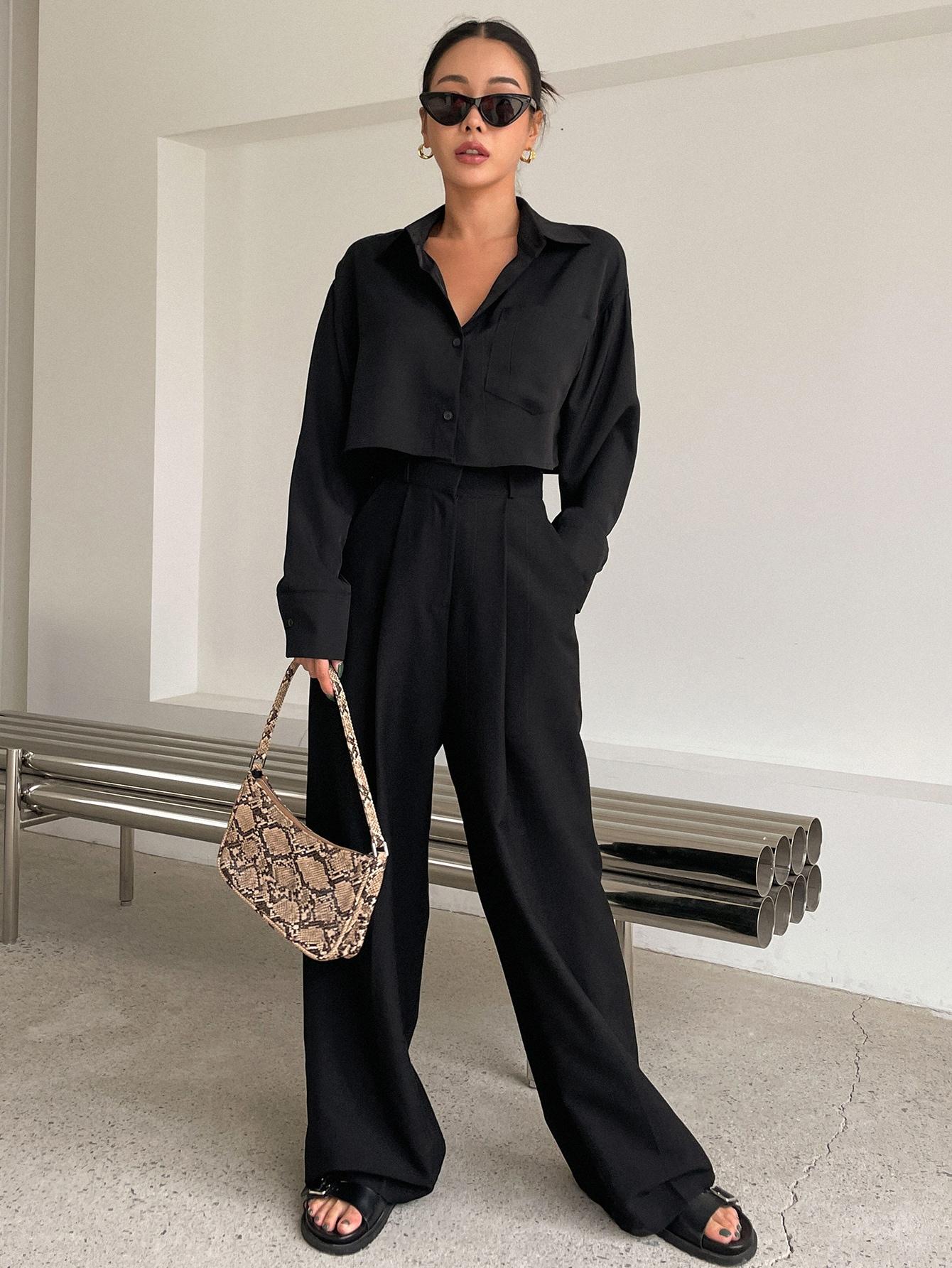 SHEIN CZARNA KOSZULA GUZIKI S06__M