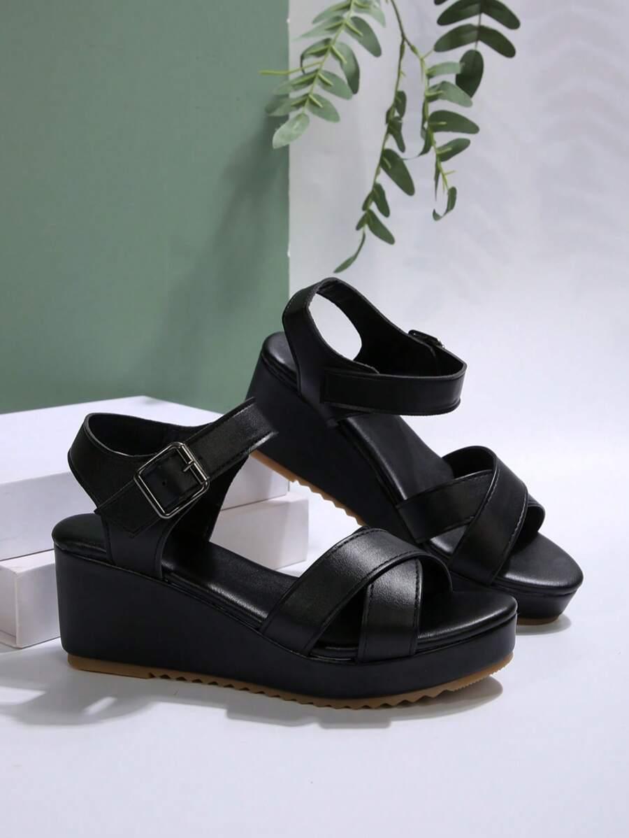 SHEIN CZARNE SANDAŁY NA PLATFORMIE PK01__37,5
