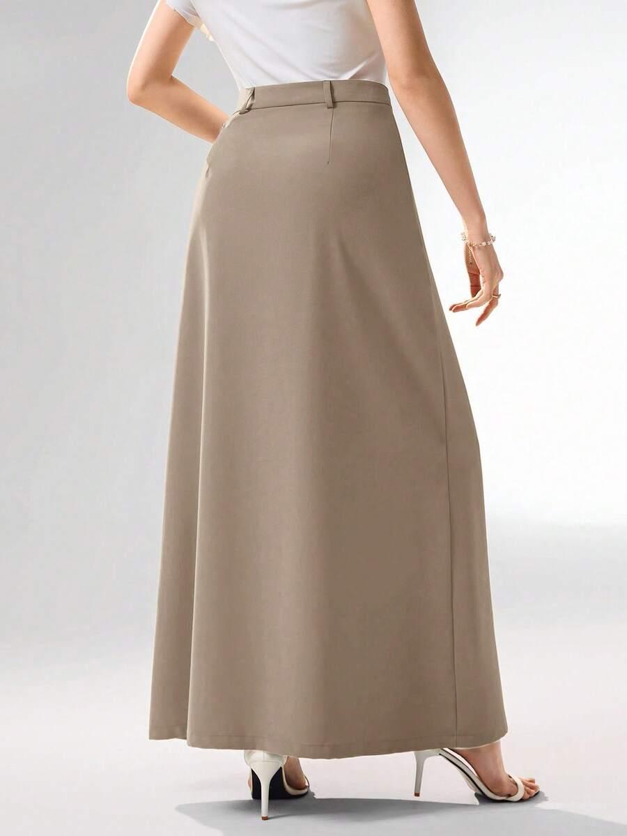 HEIRYN BEŻOWA MAXI SPÓDNICA S06__XL