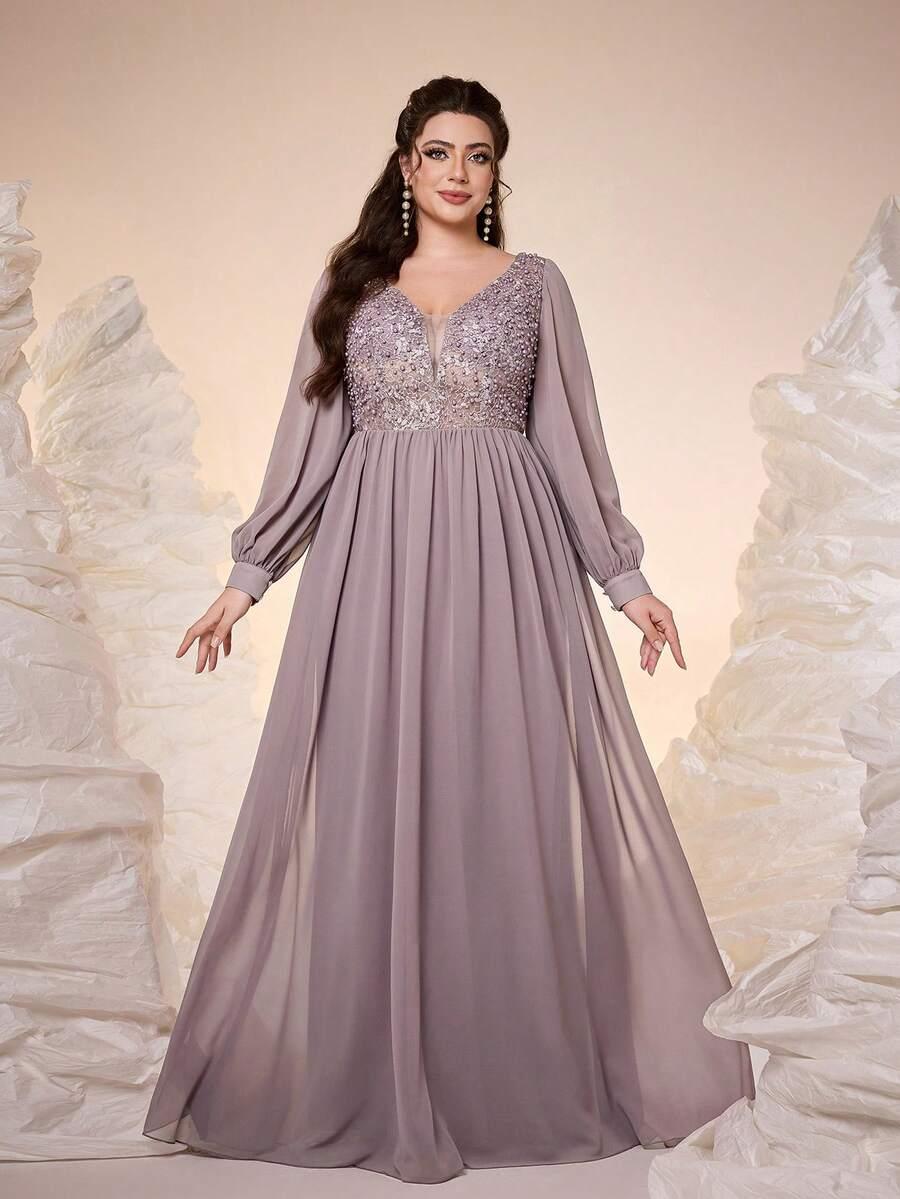 SHEIN FIOLETOWA MAXI SUKIENKA ZDOBIENIE S09__48