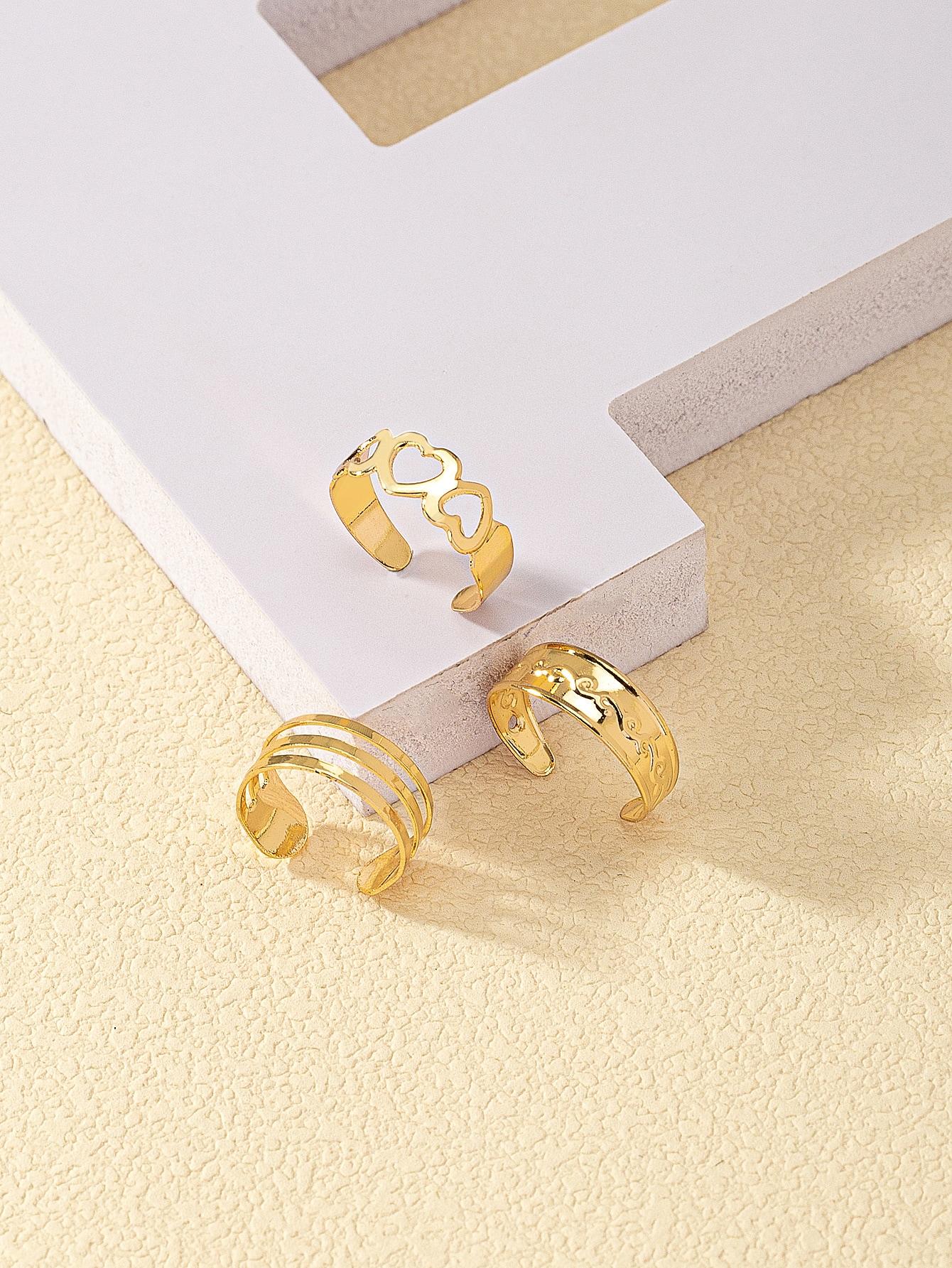SHEIN ZŁOTY PIERŚCIONEK 3-PACK S07__