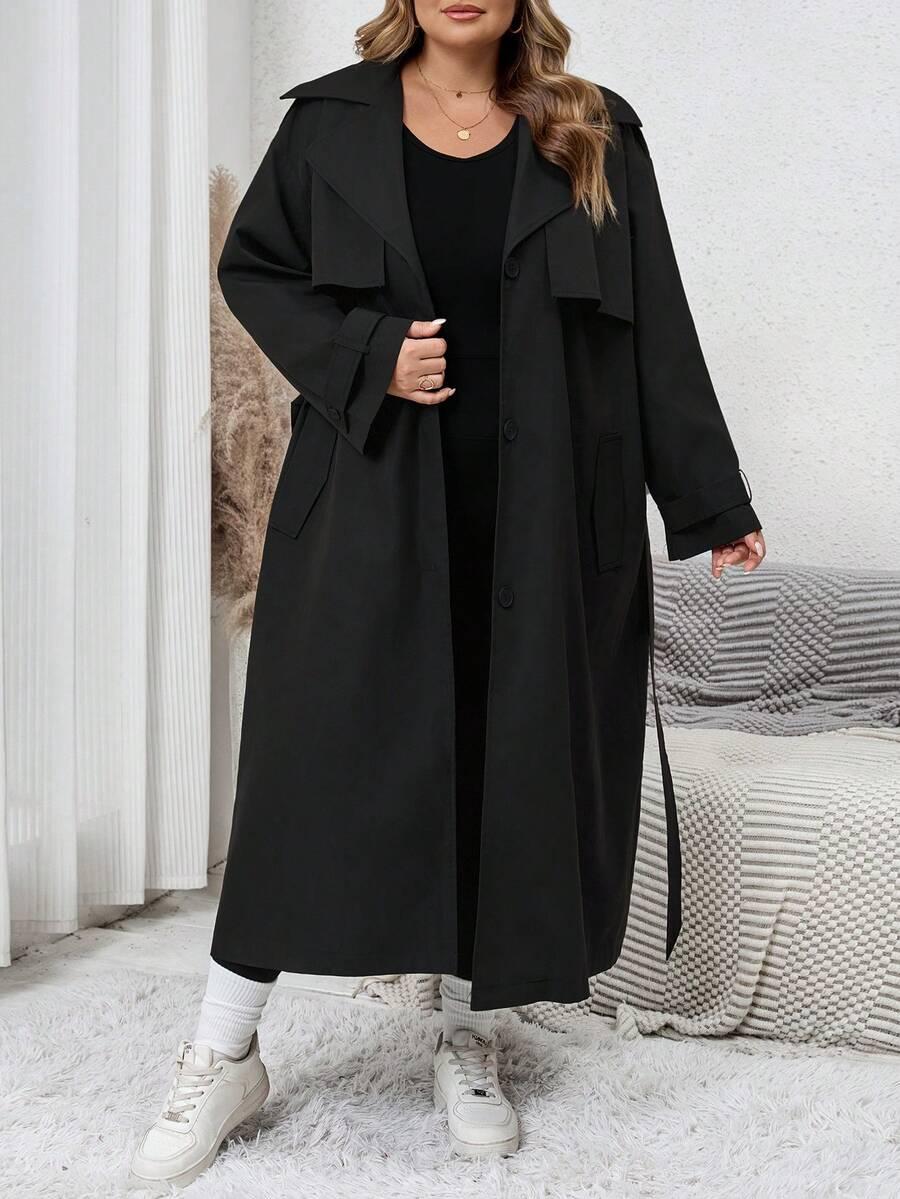 SHEIN CZARNY PŁASZCZ TRENCZ W01__56/58