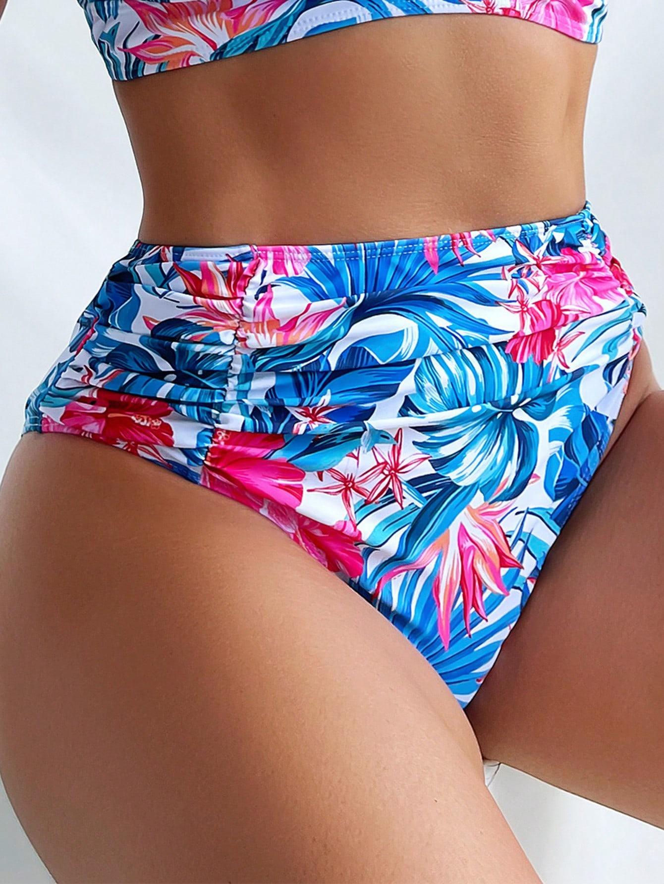 SHEIN DWUCZĘŚCIOWY STRÓJ KĄPIELOWY ROŚLINNY WZÓR S09__M