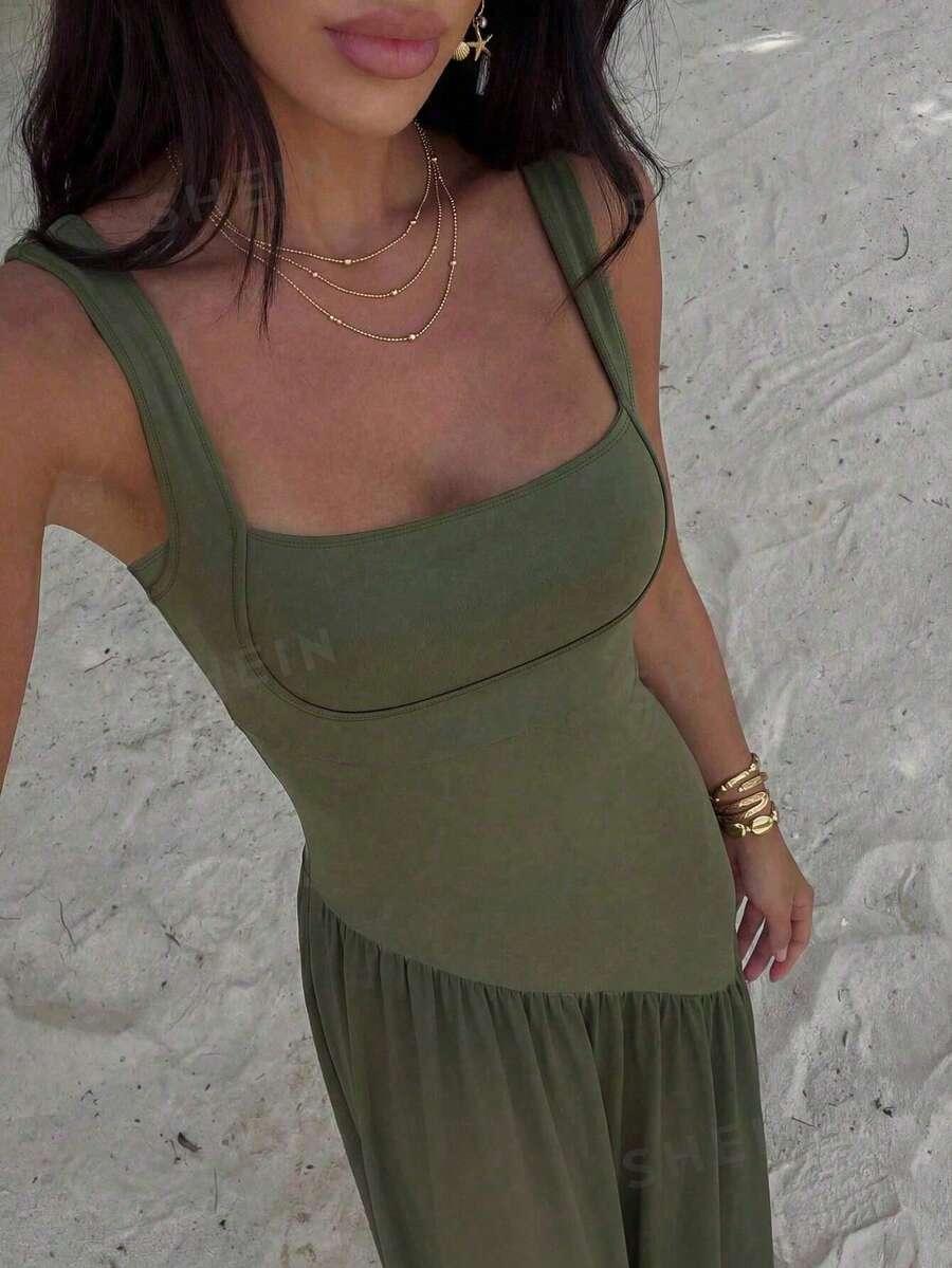 SHEIN ZIELONA MAXI SUKIENKA S06__S