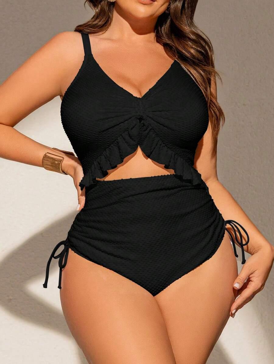 SHEIN CZARNY JEDNOCZĘŚCIOWY STRÓJ KĄPIELOWY S09__50