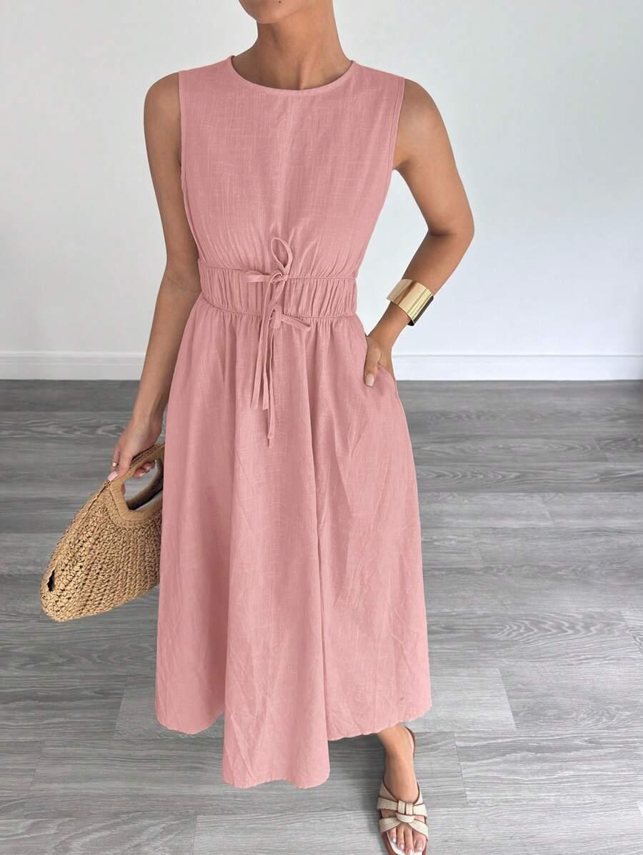 SHEIN RÓŻOWA MAXI SUKIENKA S09__L