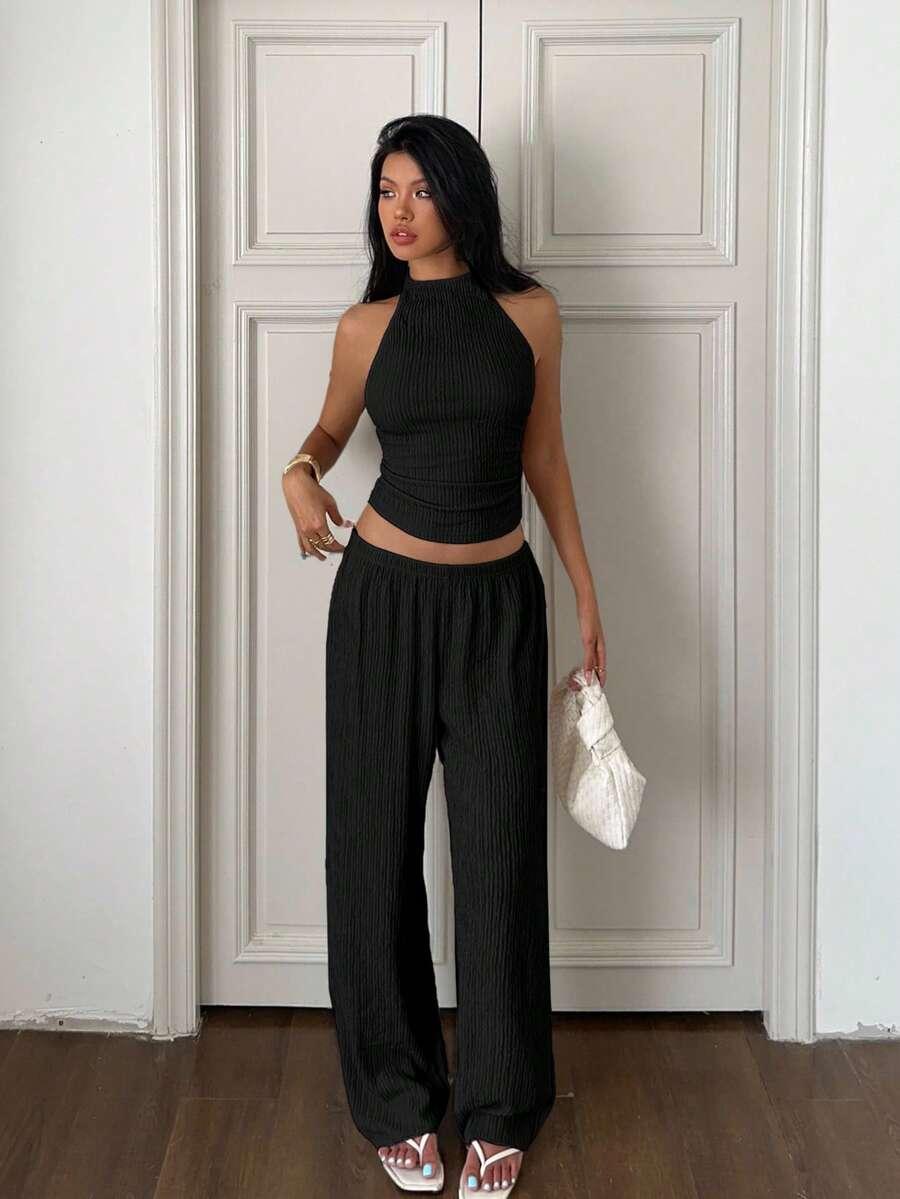 SHEIN CZARNE SPODNIE CASUAL S06__XS
