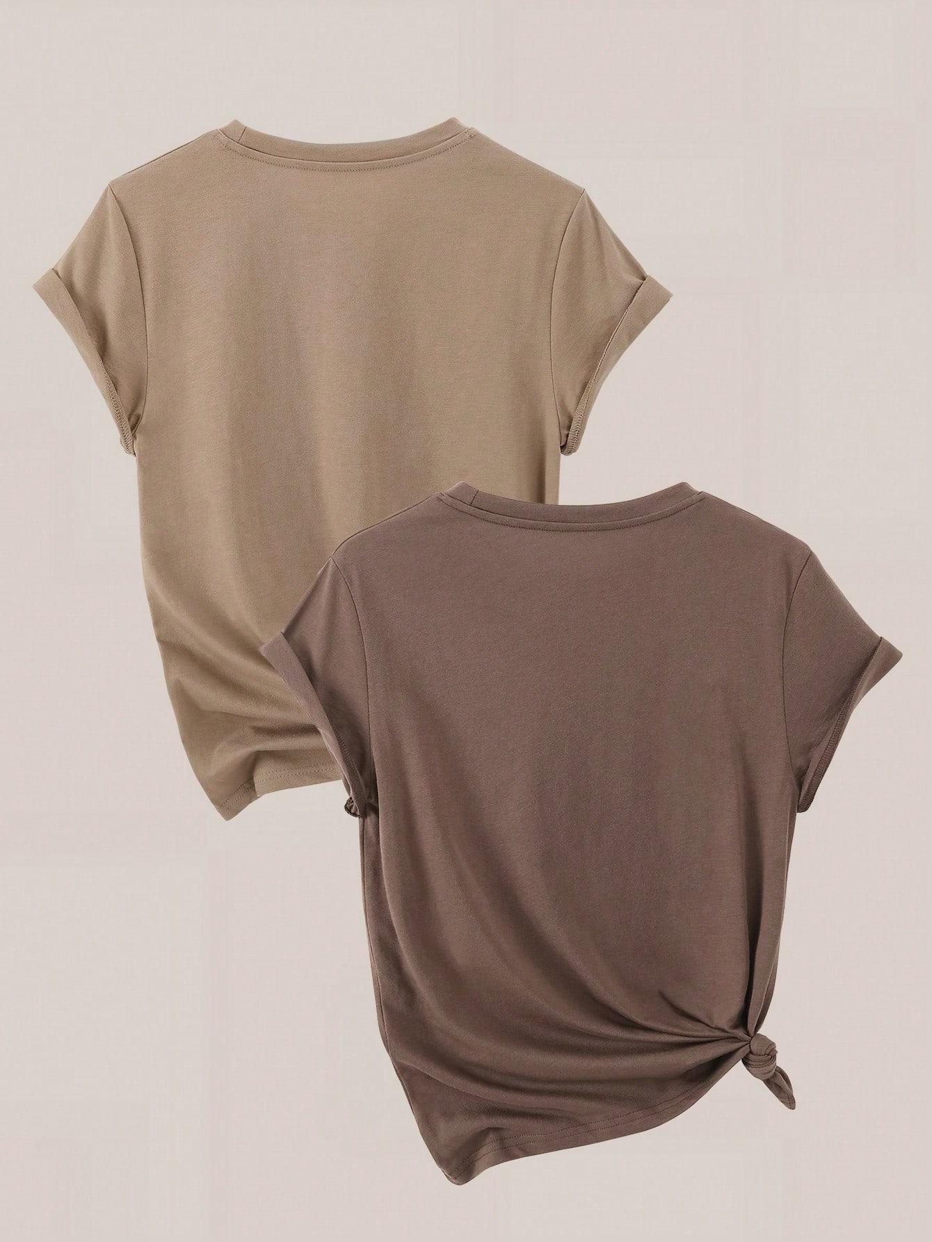 SHEIN BRĄZOWY T-SHIRT 2-PACK S06__S