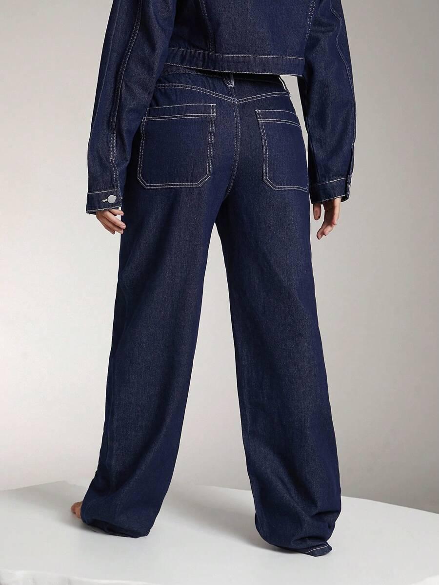 DENIMOI GRANATOWE JEANSY PROSTA NOGAWKA S06__W30/L