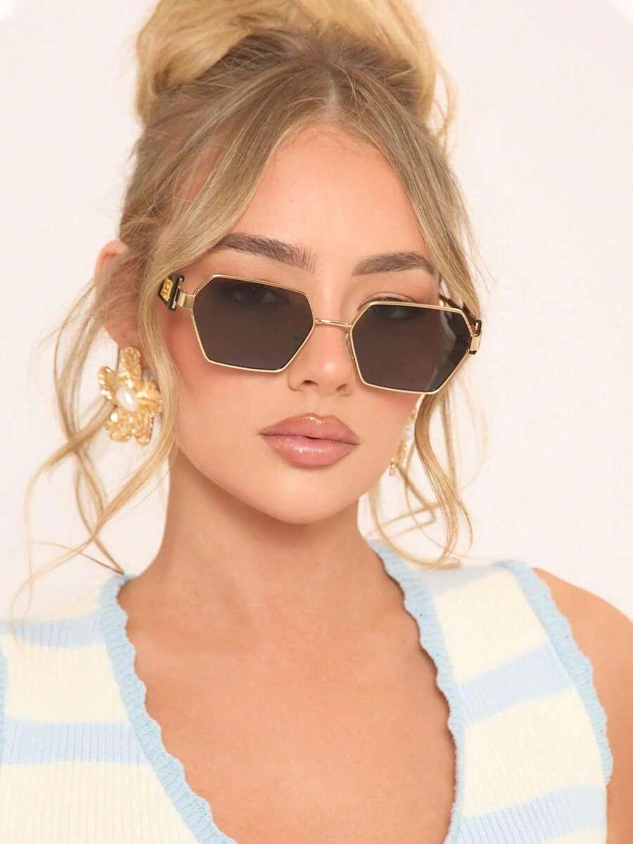 SHEIN OKULARY PRZECIWSŁONECZNE ZŁOTE OPRAWKI S07