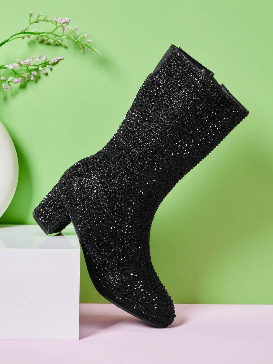 SHEIN CZARNE KOZAKI CEKINY W01__30