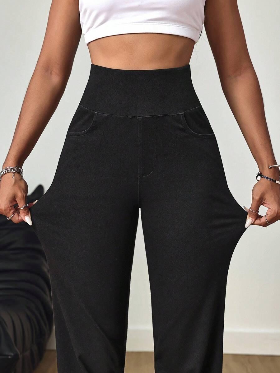 SHEIN CZARNE SPODNIE CASUAL S06__L