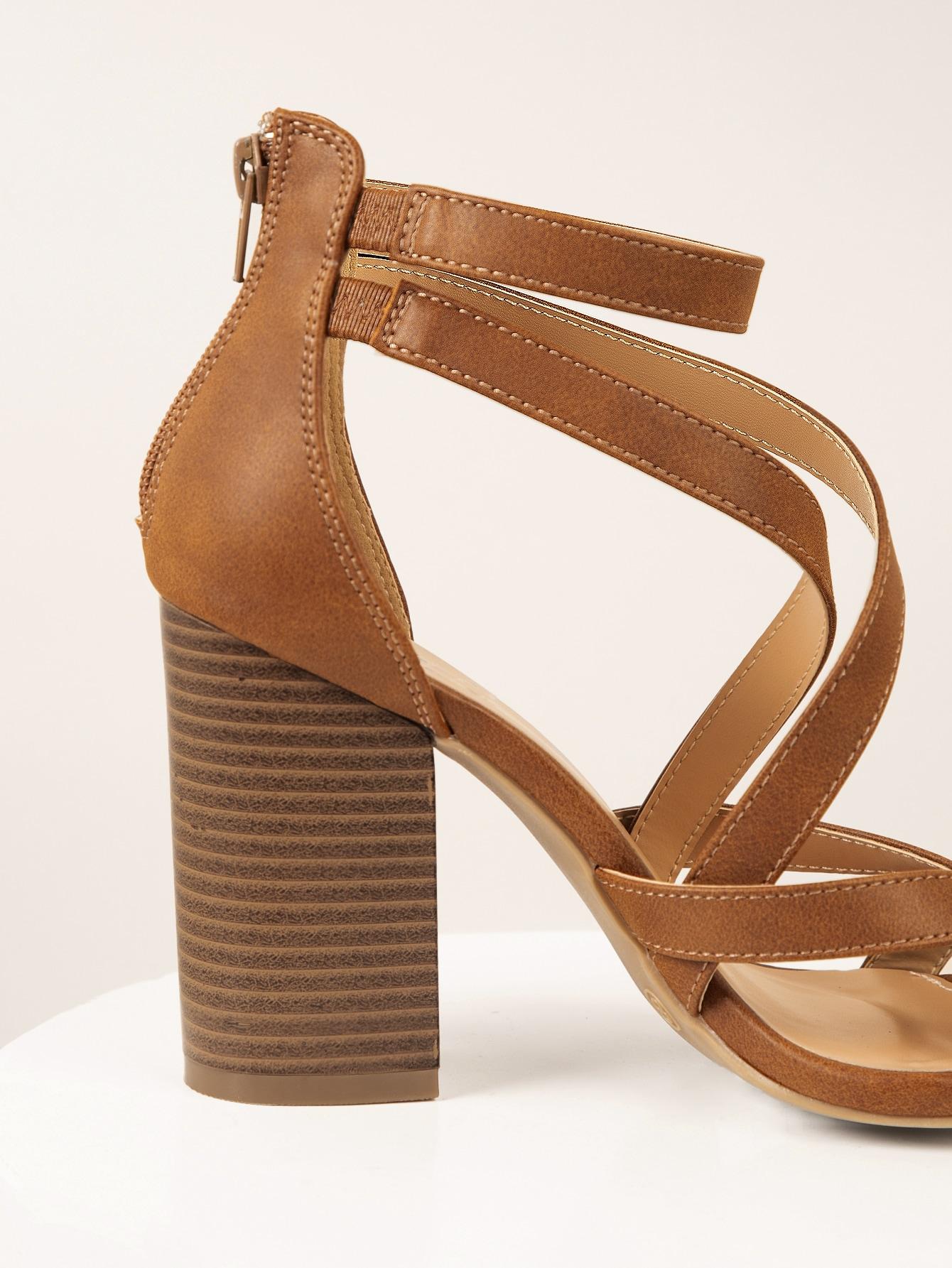 SHEIN BRĄZOWE SANDAŁY NA OBCASIE PK01__39,5