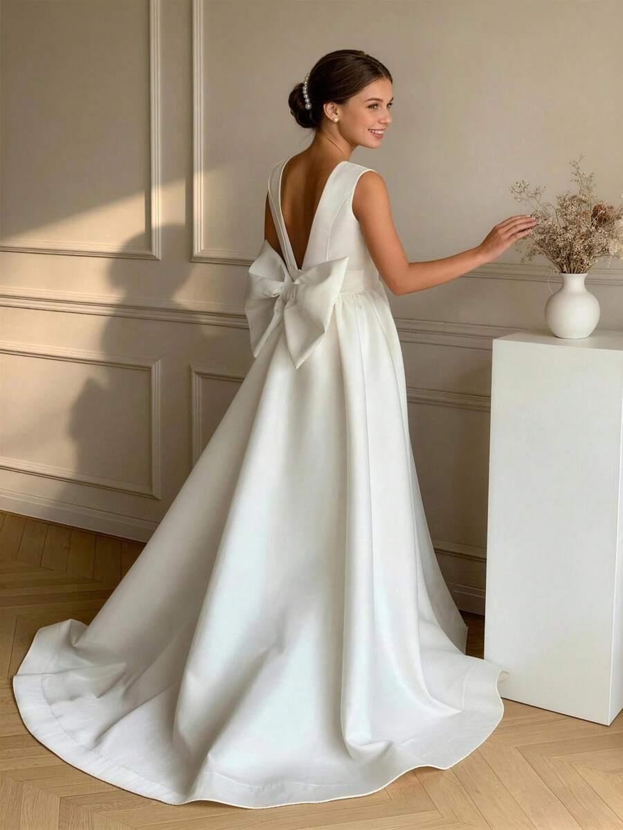SHEIN BIAŁA SUKIENKA KOKARDA S06__158