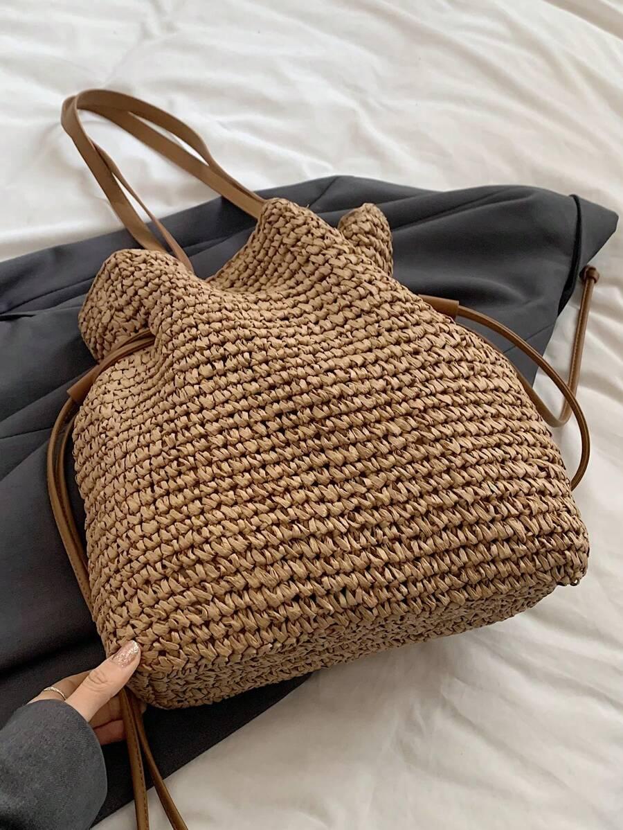 SHEIN BEŻOWA TOREBKA NA RAMIĘ 35X35