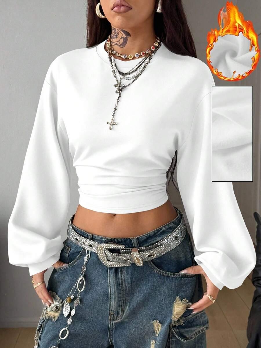 SHEIN BIAŁA BLUZA DŁUGI RĘKAW S06__L