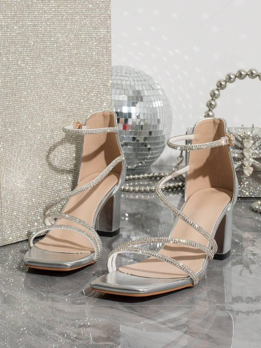 SHEIN SREBRNE SANDAŁY ZDOBIENIE S06__39