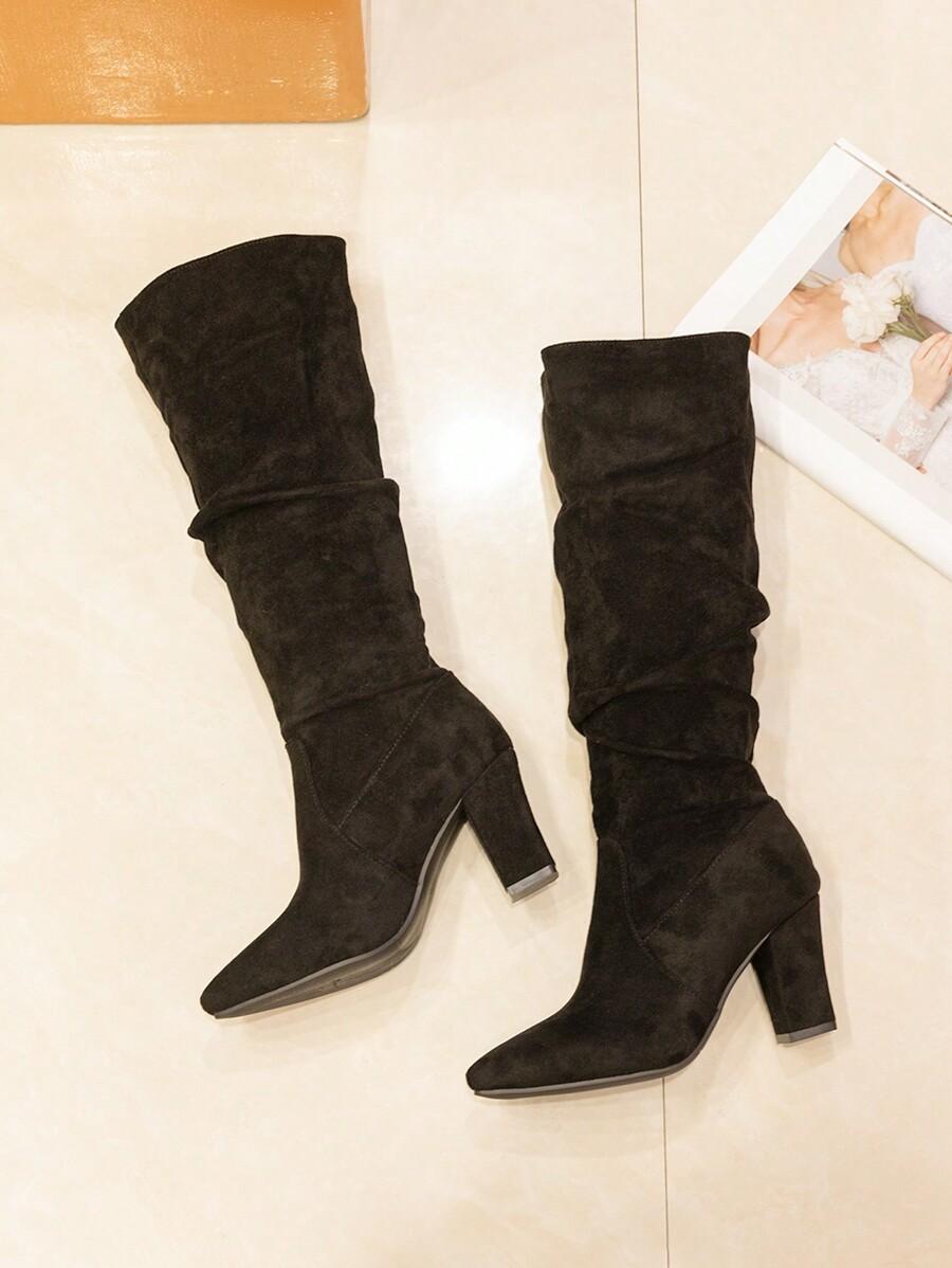 SHEIN CZARNE KOZAKI IMITACJA ZAMSZU W01__40,5