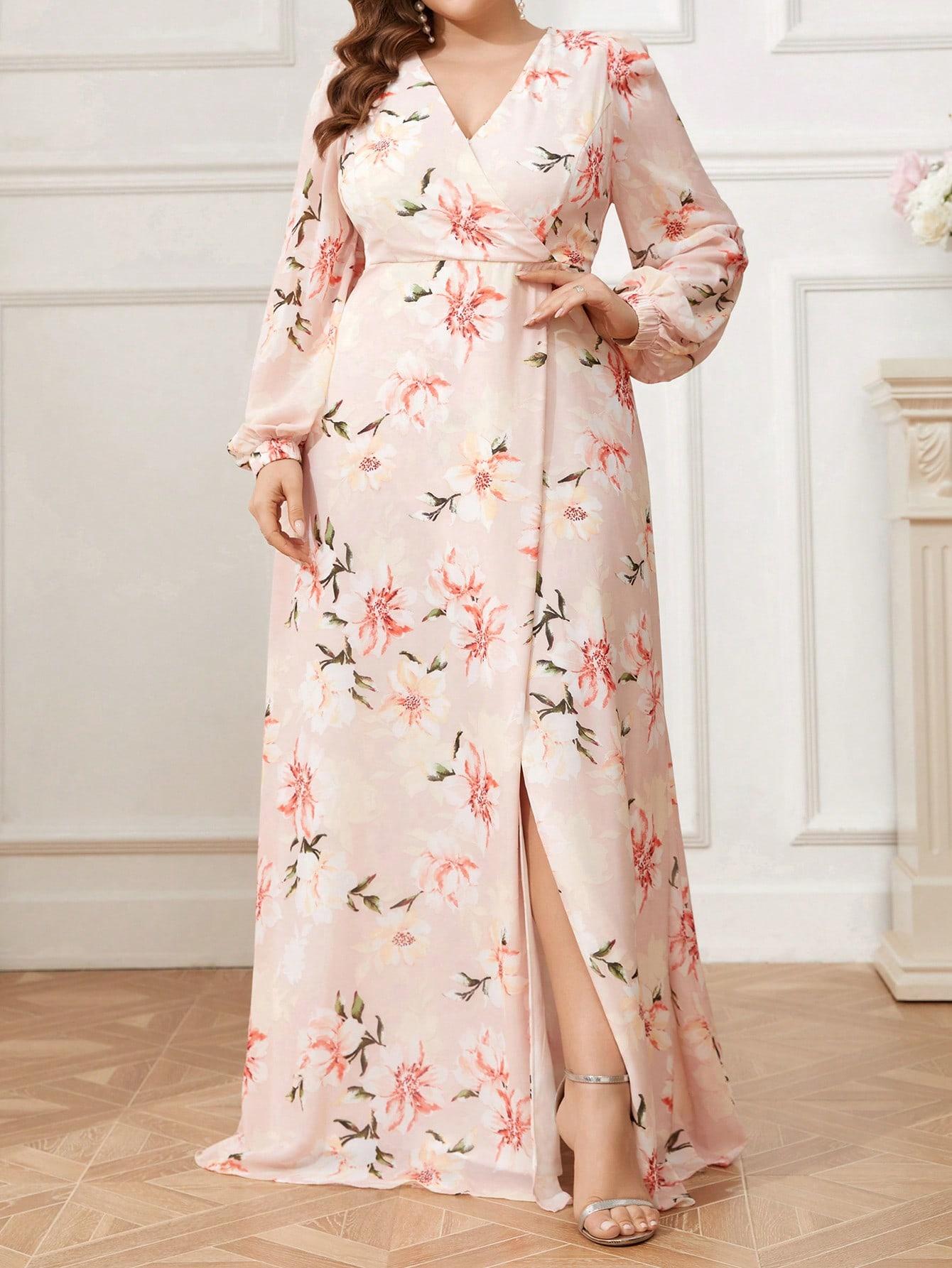 SHEIN ROŻOWA MAXI SUKIENKA DŁUGI RĘKAW S06__46