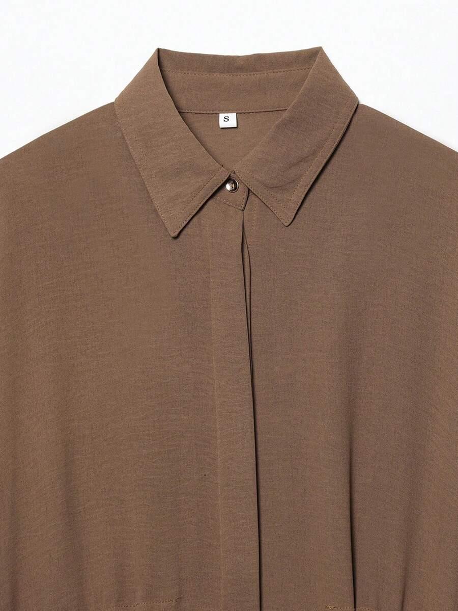 SHEIN BRĄZOWA KOSZULA SPODNIE KOMPLET S06__M