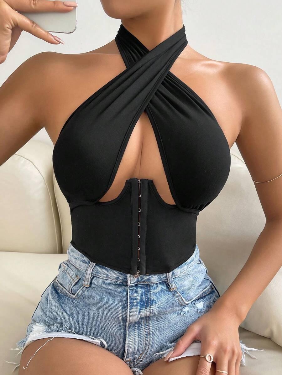 VAVABOLD CZARNY TOP ODKRYTE PLECY S06__XS