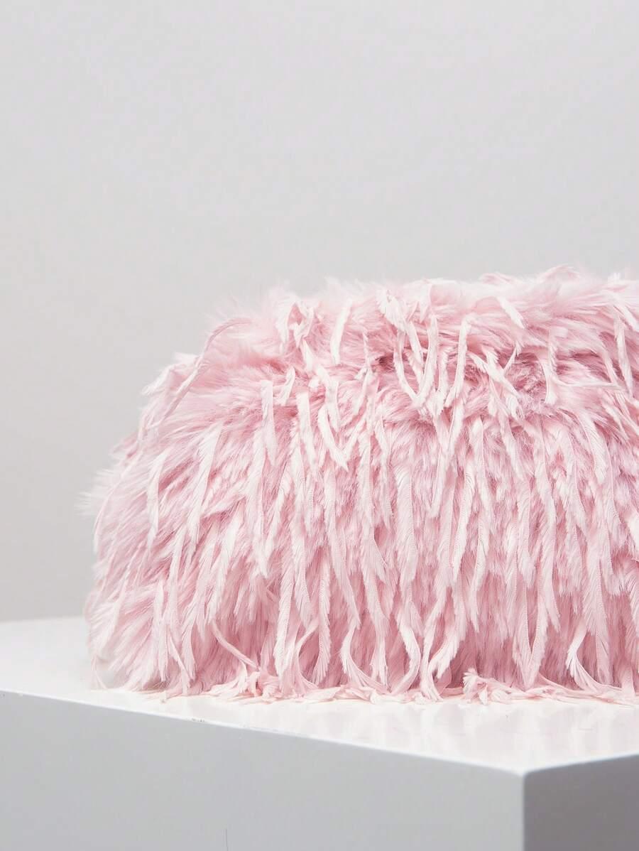 SHEIN RÓŻOWA FLUFFY TOREBKA S07__9X15X27CM