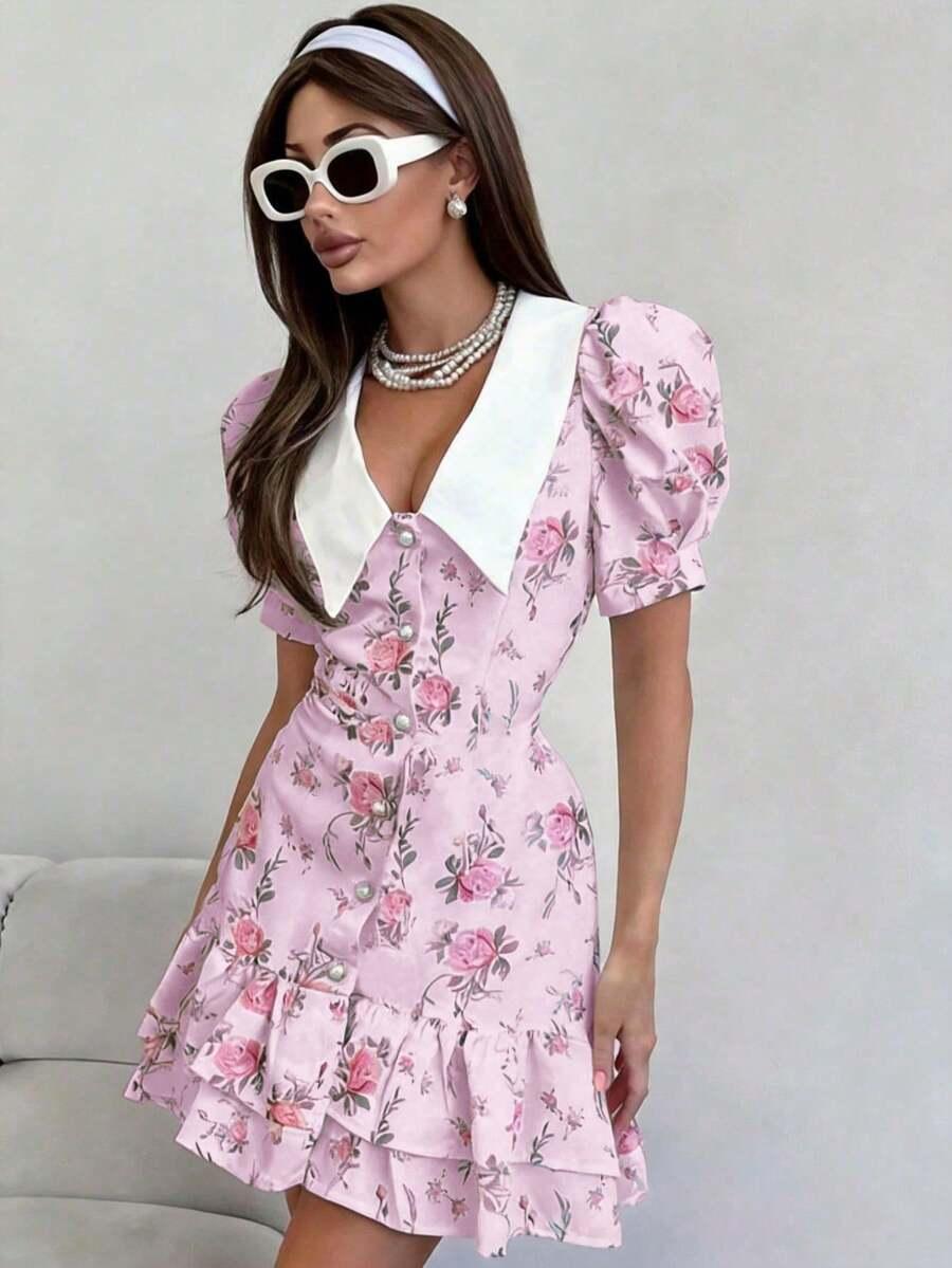 SHEIN MINI SUKIENKA KOŁNIERZYK GUZIKI S06__S