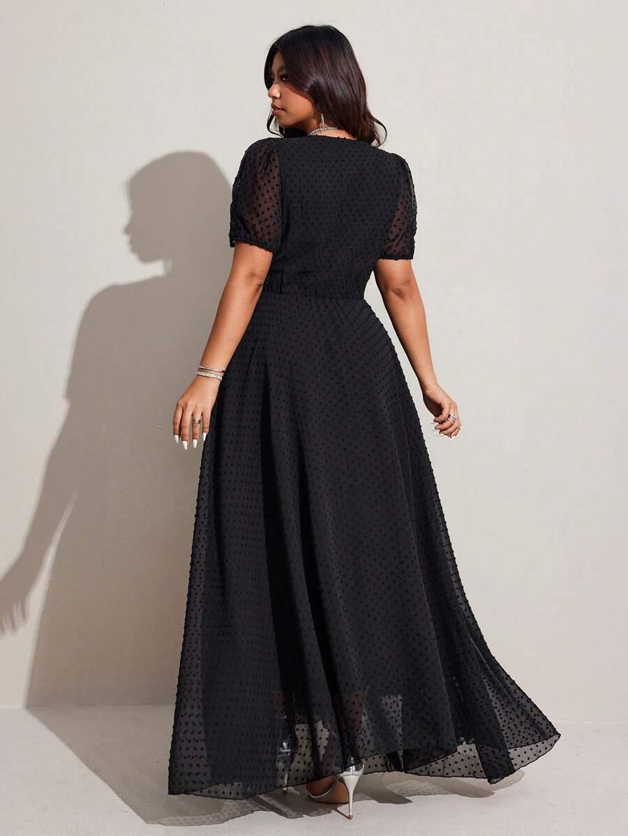 SHEIN CZARNA MAXI SUKIENKA GROSZKI TEKSTURA S06__46
