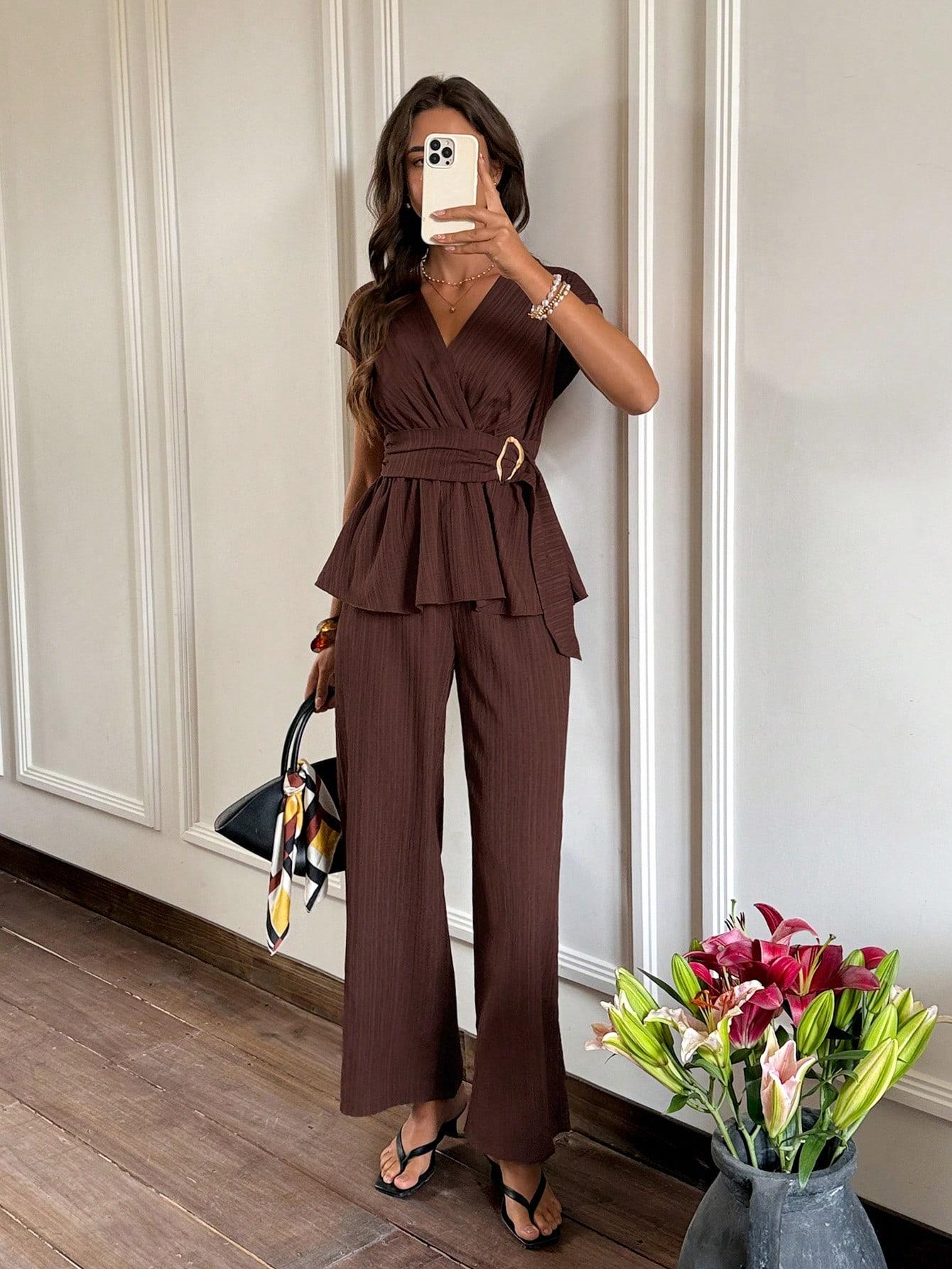 SHEIN KOMPLET BLUZKA SPODNIE S06__XS
