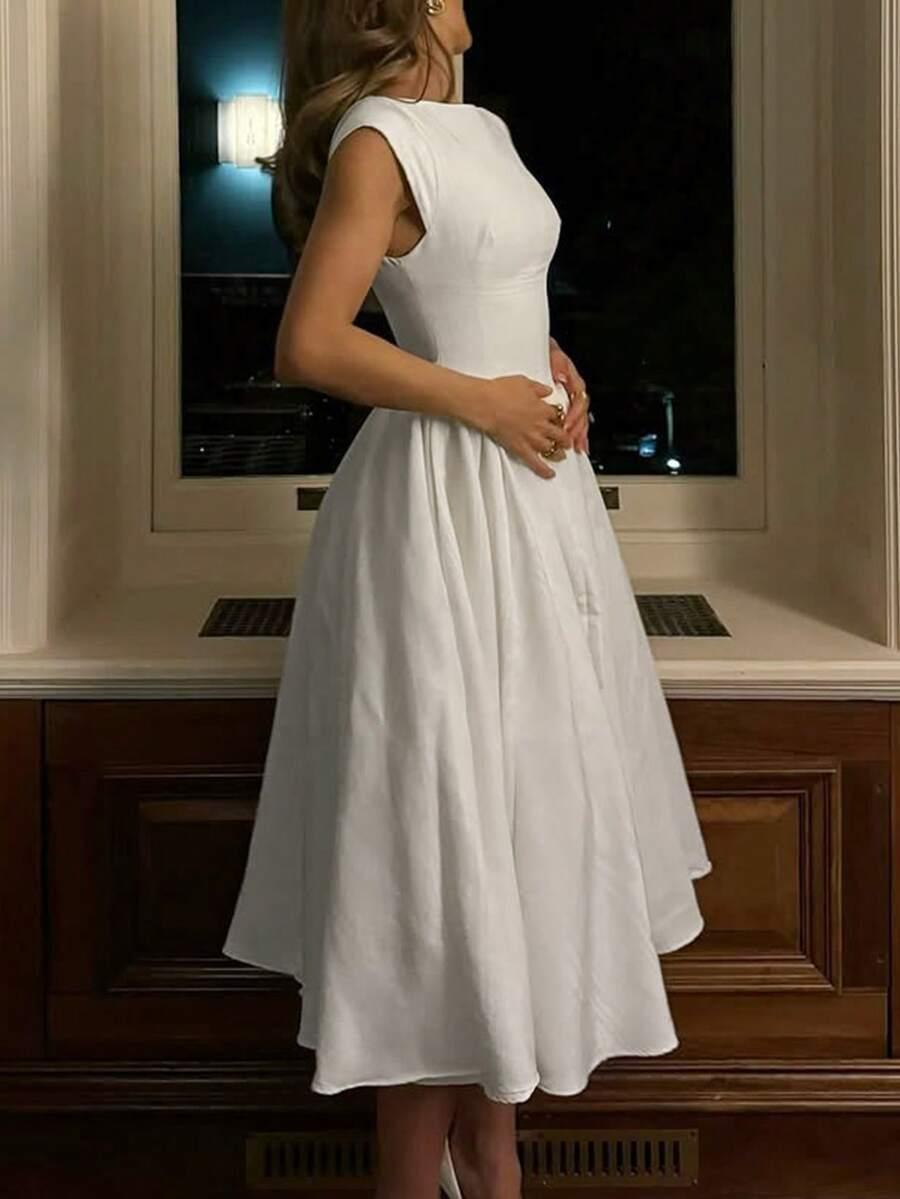 SHEIN BIAŁA SUKIENKA MARSZCZENIA S06__M