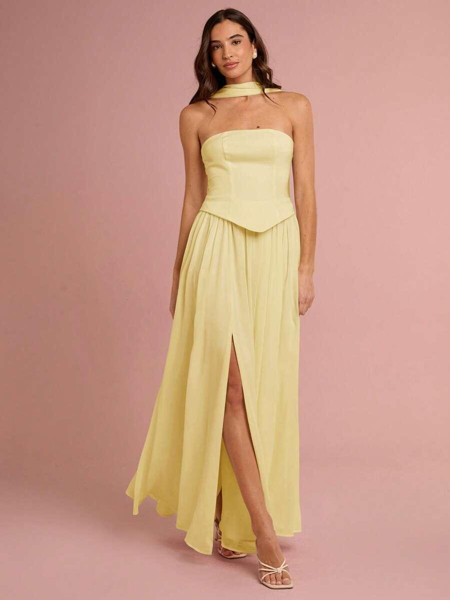 SHEIN ŻÓŁTA MAXI SUKIENKA S06__M