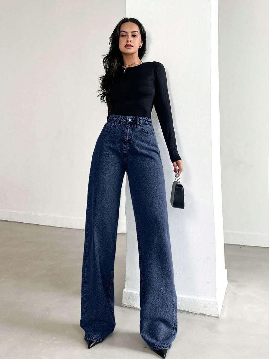SHEIN SPODNIE JEANSOWE PROSTE NOGAWKI S06__M