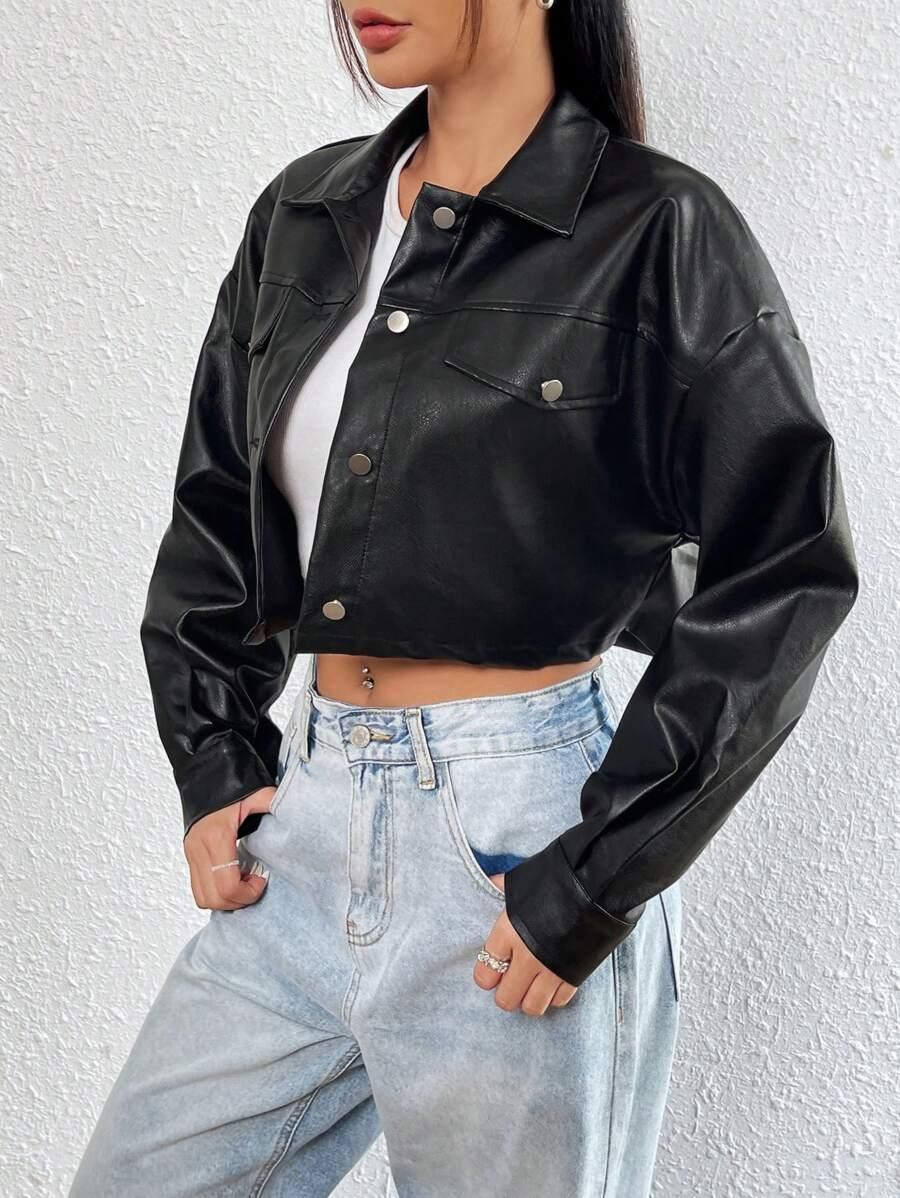 SHEIN CZARNA KURTKA RAMONESKA IMITACJA SKÓRY S06__M