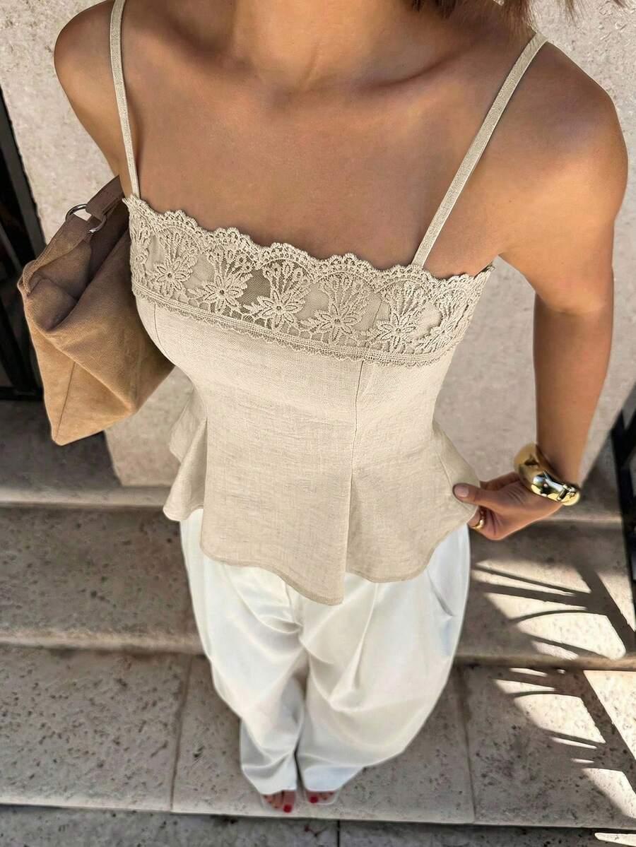 SHEIN BEŻOWY TOP NA RAMIĄCZKACH S06__XS