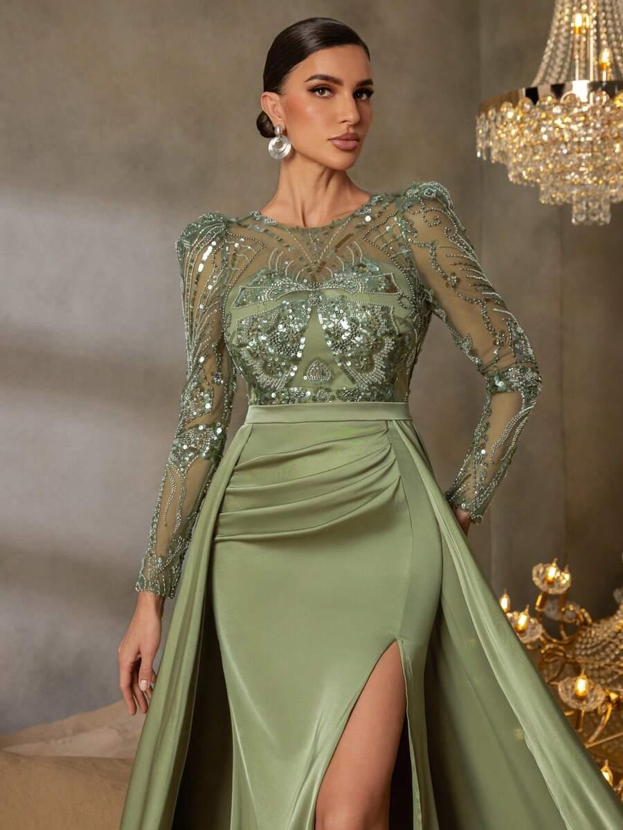 FAERIESTY MAXI SUKIENKA DŁUGI RĘKAW ZDOBIENIE ROZCIĘCIE PK01__S