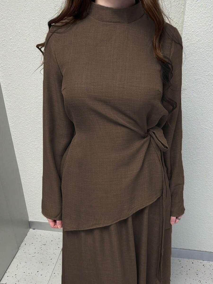SHEIN ASYMETRYCZNA BLUZKA DŁUGI RĘKAW S06__L